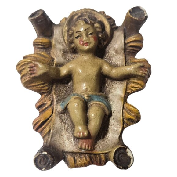 Vintage Baby Jesus Manger Nativity Figurine Christmas Decoration Figure - Picture 1 of 16